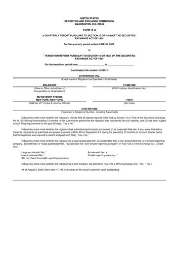 Thumbnail LivePerson 10-Q Quarterly Report FY 