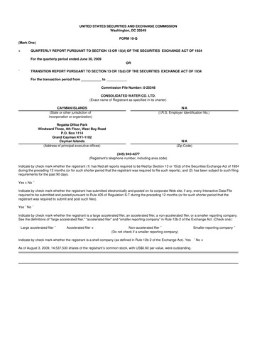 Thumbnail Consolidated Water 10-Q Quarterly Report FY 
