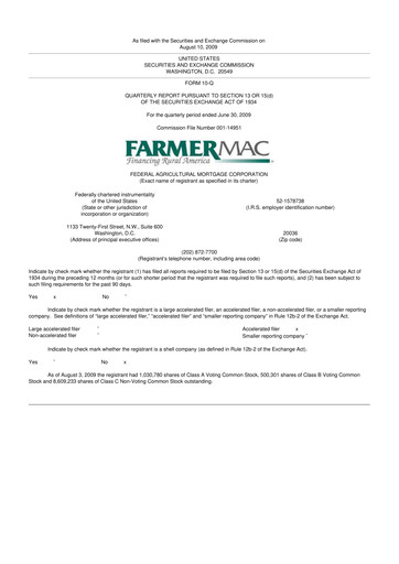 Thumbnail Federal Agricultural Mortgage Corporation 10-Q Quarterly Report FY 