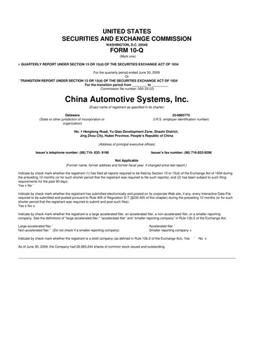 Thumbnail China Automotive Systems 10-Q Quarterly Report FY 