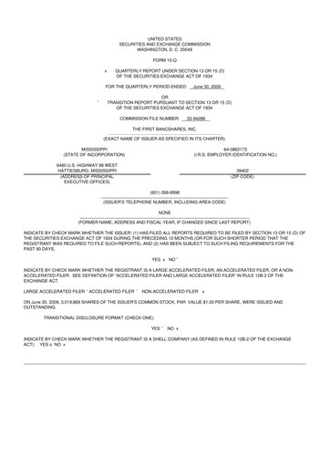 Miniature The First Bancshares 10-Q Rapport trimestriel  