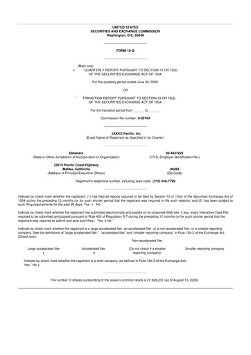 Thumbnail Jakks Pacific
 10-Q Quarterly Report FY 