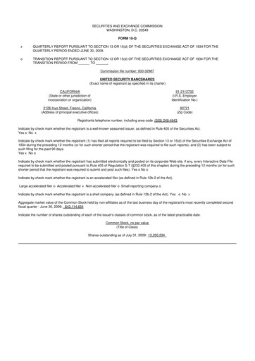 Thumbnail United Security Bancshares 10-Q Quarterly Report FY 