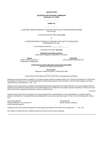 Miniature Cytosorbents 10-Q Rapport trimestriel  