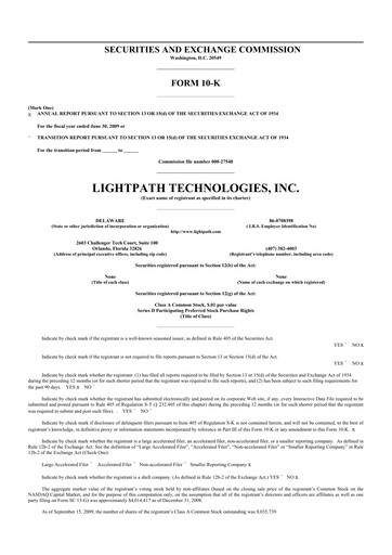 Thumbnail LightPath Technologies 10-K Annual Report 