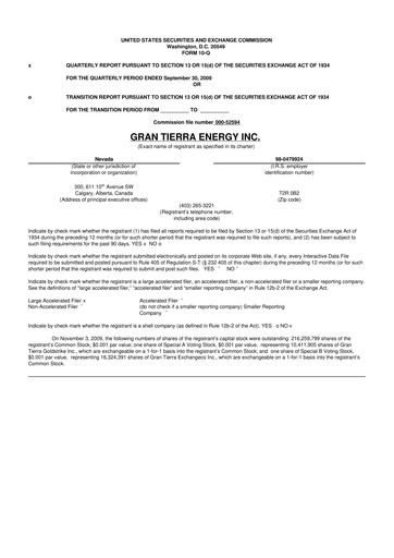 Vorschaubild Gran Tierra Energy 10-Q Quartalsbericht  