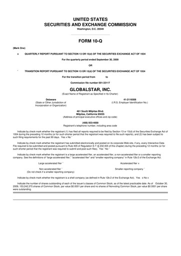 Thumbnail Globalstar
 10-Q Quarterly Report FY 