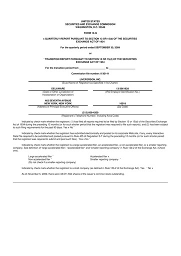 Thumbnail LivePerson 10-Q Quarterly Report FY 