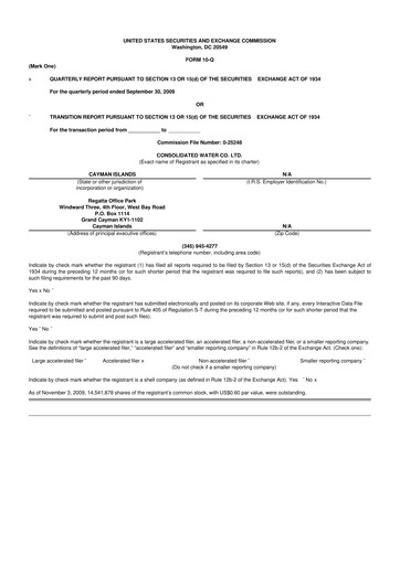 Thumbnail Consolidated Water 10-Q Quarterly Report FY 