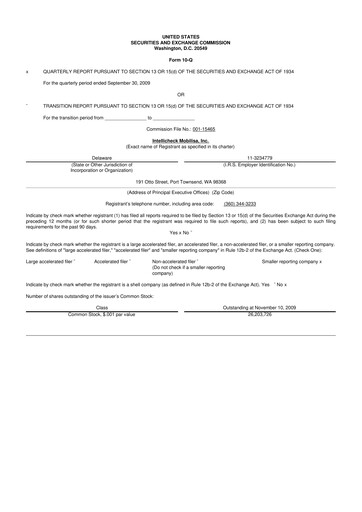 Miniature Intellicheck 10-Q Rapport trimestriel  