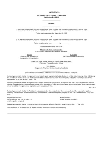 Miniature Cytosorbents 10-Q Rapport trimestriel  