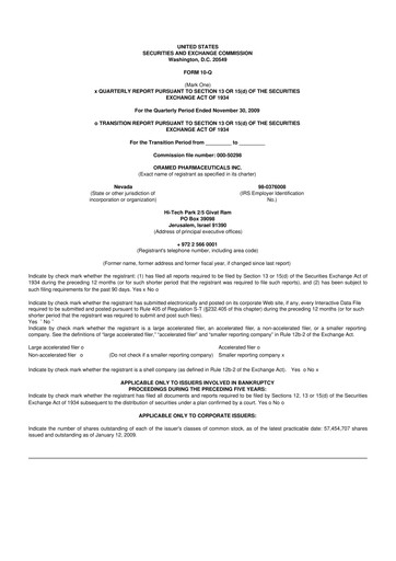 Thumbnail Oramed Pharmaceuticals 10-Q Quarterly Report FY 
