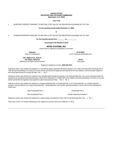 Thumbnail Mitek Systems
 10-Q Quarterly Report FY 