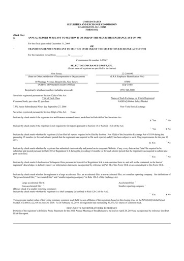 Thumbnail Selective Insurance 10-K Annual Report 