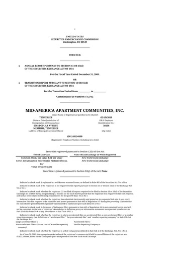 Thumbnail Mid-America Apartment Communities 10-K Annual Report 