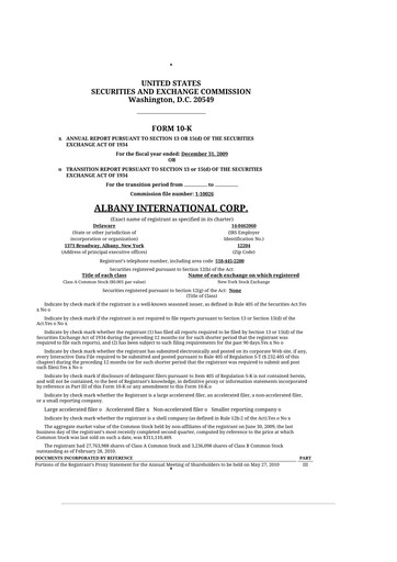 Thumbnail Albany International
 10-K Annual Report 