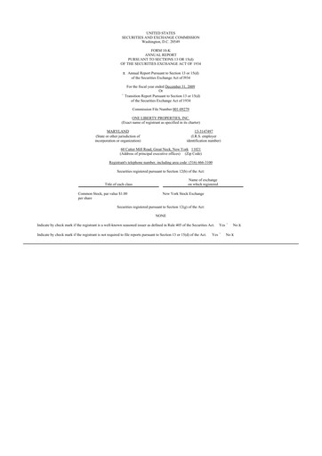 Thumbnail One Liberty Properties 10-K Annual Report 