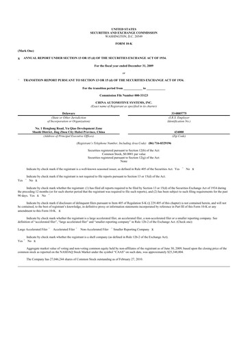 Thumbnail China Automotive Systems 10-K Annual Report 