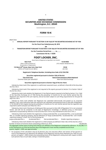 Thumbnail Foot Locker
 10-K Annual Report 