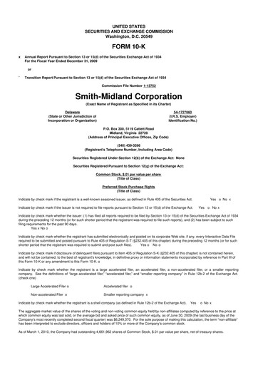 Miniature Smith-Midland Corporation 10-K Rapport annuel 