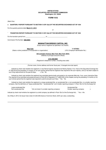 Thumbnail Manhattan Bridge Capital
 10-Q Quarterly Report FY 