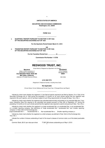 Thumbnail Redwood Trust 10-Q Quarterly Report FY 