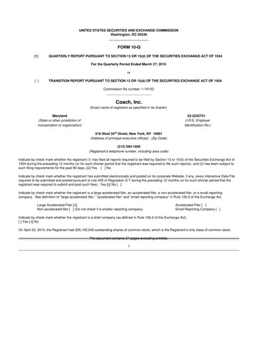 Thumbnail Tapestry 10-Q Quarterly Report FY 