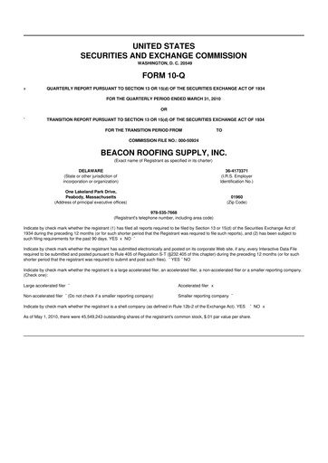 Thumbnail Beacon Roofing Supply 10-Q Quarterly Report FY 