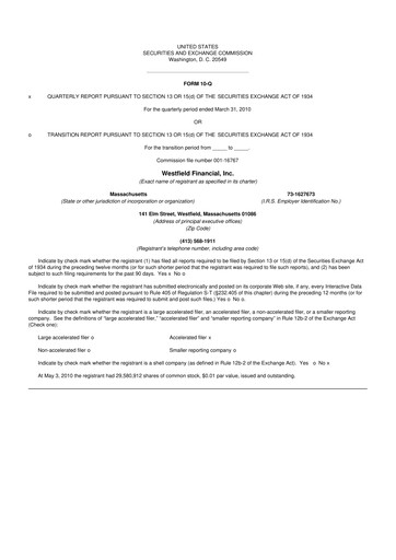 Thumbnail Western New England Bancorp 10-Q Quarterly Report FY 