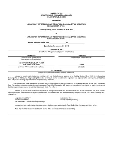 Thumbnail LivePerson 10-Q Quarterly Report FY 