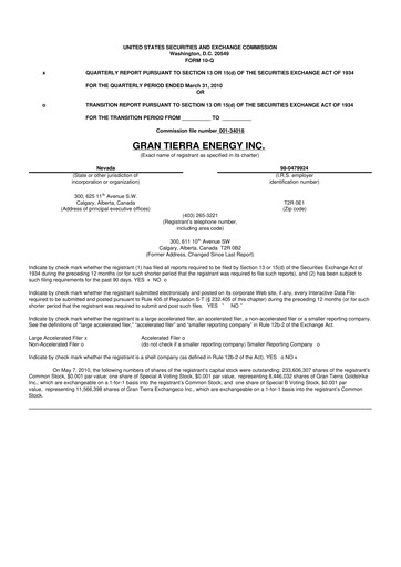Vorschaubild Gran Tierra Energy 10-Q Quartalsbericht  