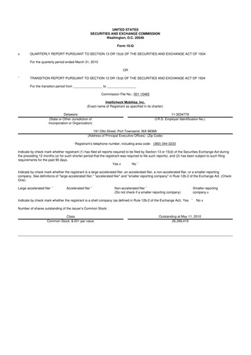 Miniature Intellicheck 10-Q Rapport trimestriel  