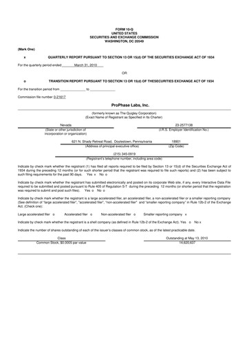 Thumbnail ProPhase Labs 10-Q Quarterly Report FY 