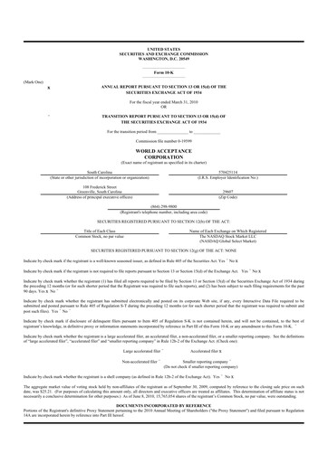 Thumbnail World Acceptance Corporation 10-K Annual Report 