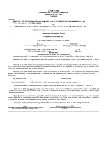 Thumbnail Lakeland Industries
 10-Q Quarterly Report FY 