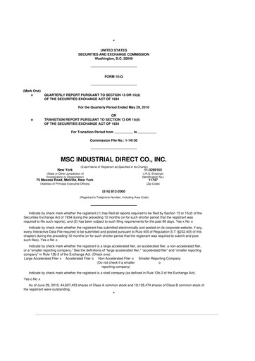 Thumbnail MSC Industrial Direct 10-Q Quarterly Report FY 