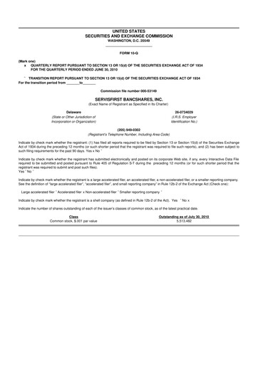 Thumbnail ServisFirst Bancshares 10-Q Quarterly Report FY 