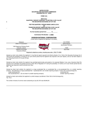 Vorschaubild Wabash National
 10-Q Quartalsbericht  