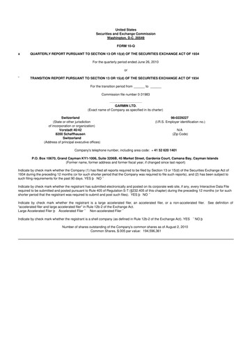 Vorschaubild Garmin 10-Q Quartalsbericht 2010 