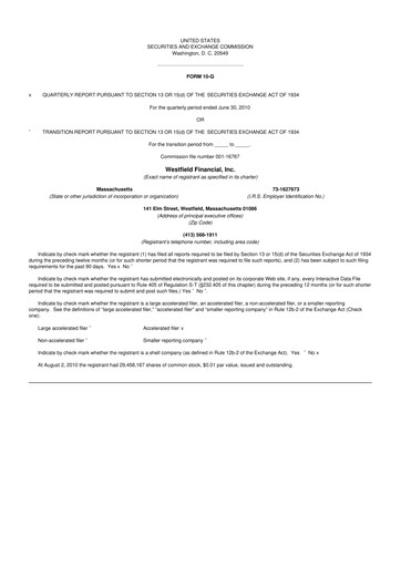 Thumbnail Western New England Bancorp 10-Q Quarterly Report FY 