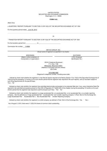 Thumbnail Weyco Group 10-Q Quarterly Report FY 