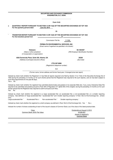 Thumbnail Perma-Fix Environmental Services 10-Q Quarterly Report FY 