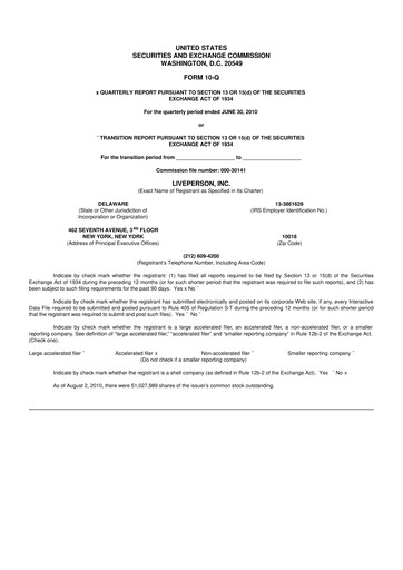 Thumbnail LivePerson 10-Q Quarterly Report FY 