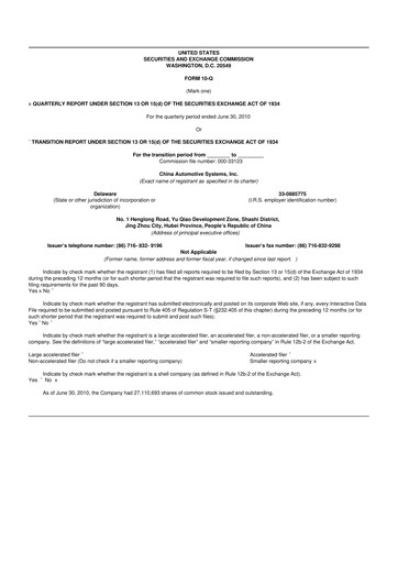 Thumbnail China Automotive Systems 10-Q Quarterly Report FY 