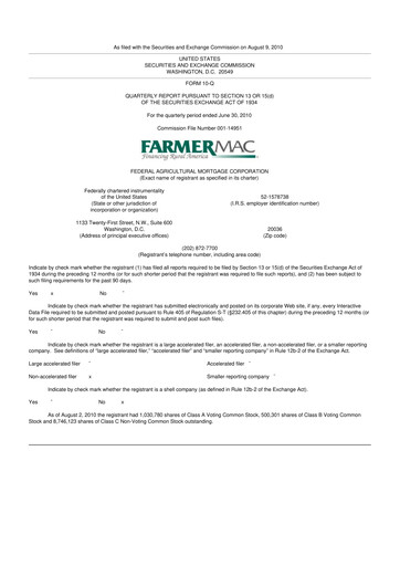 Thumbnail Federal Agricultural Mortgage Corporation 10-Q Quarterly Report FY 