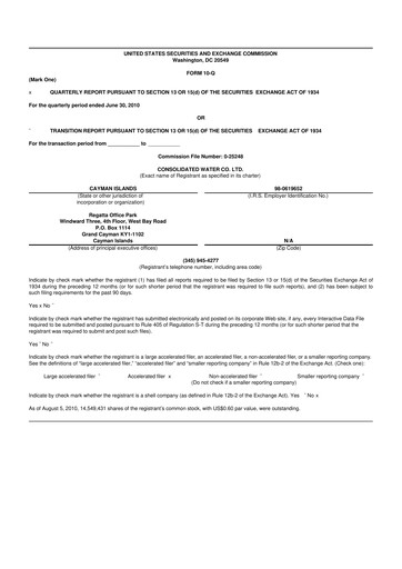 Thumbnail Consolidated Water 10-Q Quarterly Report FY 