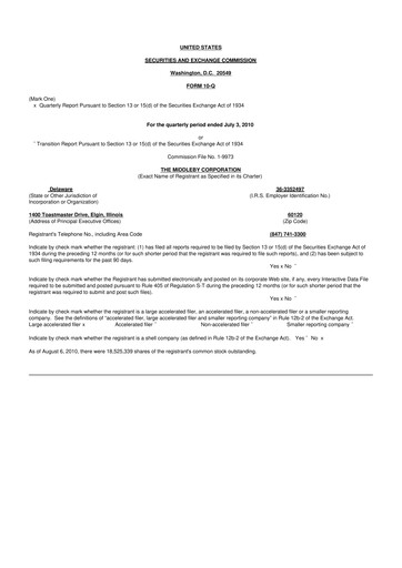 Thumbnail Middleby 10-Q Quarterly Report FY2010 