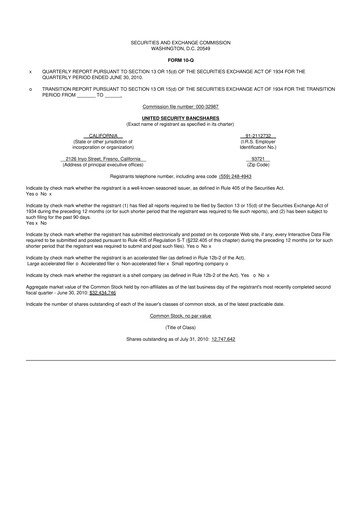 Thumbnail United Security Bancshares 10-Q Quarterly Report FY 