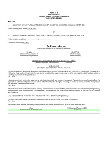 Thumbnail ProPhase Labs 10-Q Quarterly Report FY 