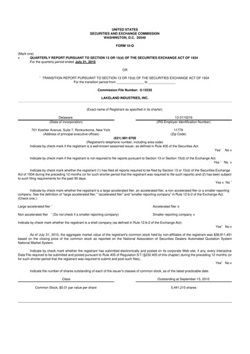 Thumbnail Lakeland Industries
 10-Q Quarterly Report FY 
